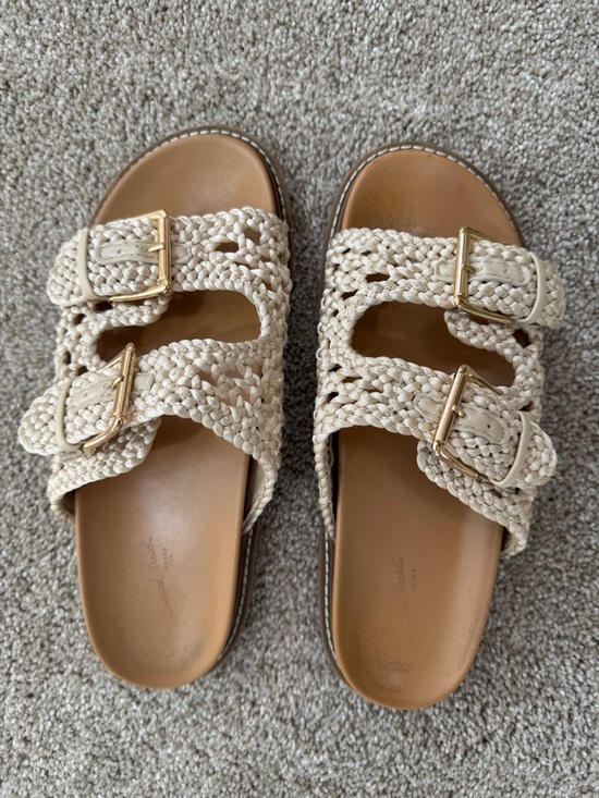 Universal Thread Shoes - Universal Thread Cream Woven Double-Buckle Slide Sandals